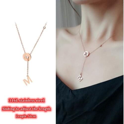 316L Stainless Steel Fashion Upscale Jewelry Elegant Fine Hollow Out Double M Charms Chain Choker Necklace Pendants For Women