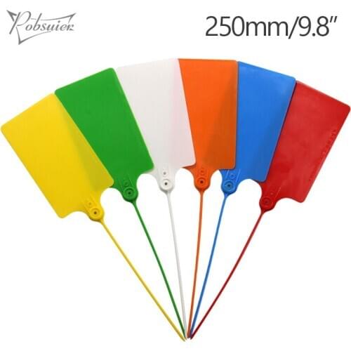 50Pcs Plastic Blank Tags Disposable Security Seal Label Tag Marker Big Plate Off Yellow White Blue Red Orange 250mm/9.8"