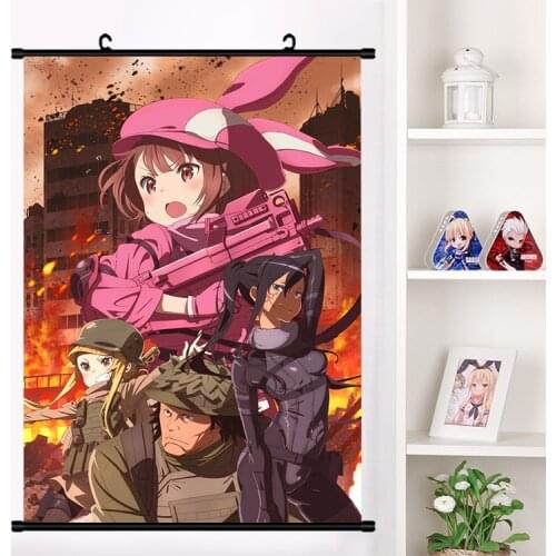 Anime SAO Gun Gale Online Kohiruimaki Karen Cosplay Wall Scroll Mural Poster Wall Hang Poster Otaku Home Decor Collection Gifts