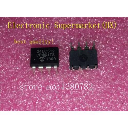 Free Shipping (10pcs-50pcs) 24LC512-I/P 24LC512 DIP-8 new IC In stock