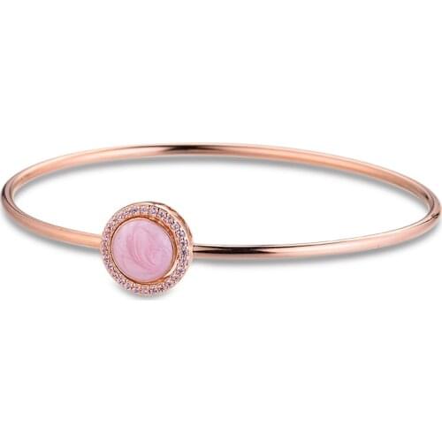 Bangles for Women Rose Pink Swirl Bracelet Accesorios Mujer Joyas De Plata 925 Sterling Silver Jewelry Lover Gift