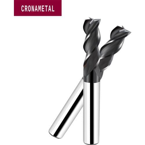 CRONAMETAL HRC55 solid tungsten square carbide end mill for Mould Steel/Die Steel