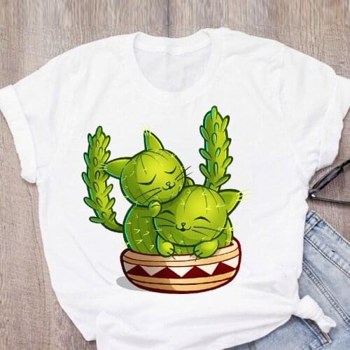FIXSYS Fashion Short Sleeve Summer Lady Tops Women Cactus Fashion Funny Print T-Shirt Shirt Womens Clothing Tees Female T Shirt