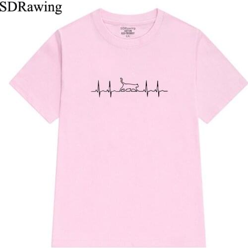 NEW hear line cat print cotton t shirt for women cat lover girl friend gift Graphic Tees Hipster Tumblr summer tops drop ship