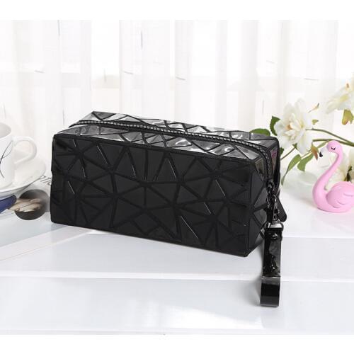 WSYUTUO Geometric Cosmetic Bag Geometric Folding Women Make Up Bag Travel Makeup Case Beauty Bag Organizer Toiletry Kit Pouch