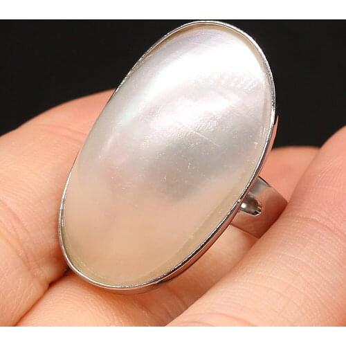 Natural Shell Edging Ring White Shell Delicate Romantic White Pearl Ring Banquet Daily Wear