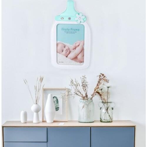 Creative Baby Cartoon Bottle Shape Photo Frame Kids Birthday Gift Picture Holder Desktop Ornaments Home Decor