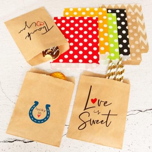 Bag paper bag Candy Bag snack biodegradable bag printing paper tape V-shaped 25 pieces / set