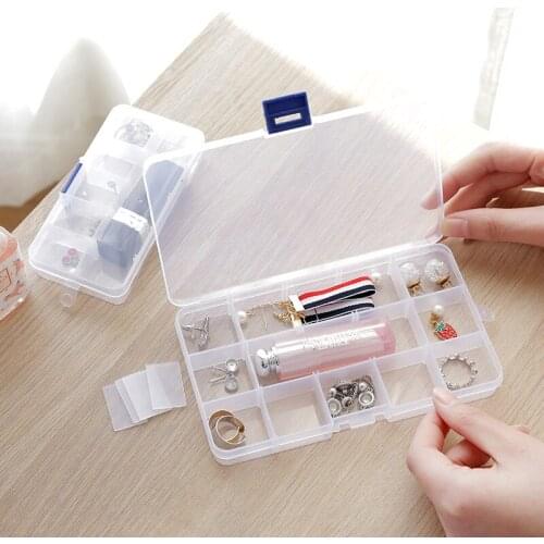 Multi-grid transparent plastic storage box small finishing nail earring jewelry box kit removable jewelry box finishing