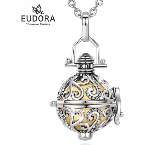 Eudora Fashion Necklace 16mm Plant Opened Cage Locket Ash Holder Keepsake Capsule Pendant Hollow Ball DIY Fine Jewelry for Women