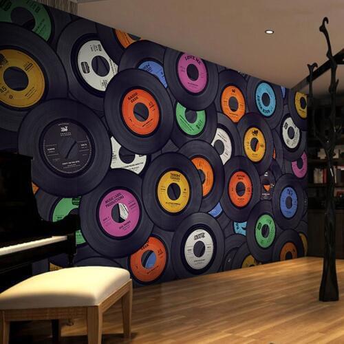 Bacal Restaurant Clubs KTV Bar Modern Personality 3D Wall Mural Photo Wallpaper Color Circle Home Decor Papel De Parede Fresco