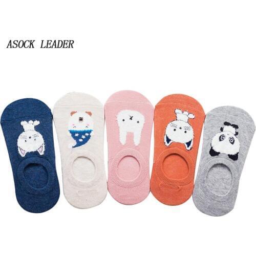 5 Pairs/Lot 2018 Summer New Cotton Womens Sock Creative Socks Cartoon Animal Head Ladies Socks Casual Fashions Boat Sock