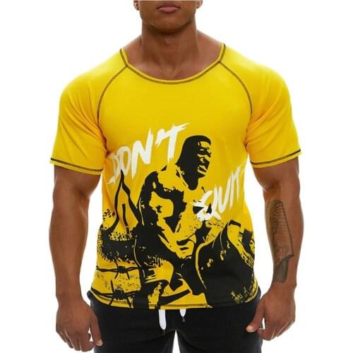 New Men Cotton Short T-shirt Summer Casual Fashion Gyms Fitness Bodybuilding Workout Male Loose Mens Tees Tops Clothing 2021