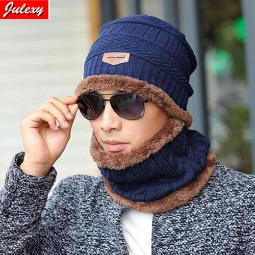 New Winter Beanie Hats Scarf Set Warm Knit Hat Skull Cap Neck Warmer with Thick Fleece Lined Winter Hat and Scarf for Men Women