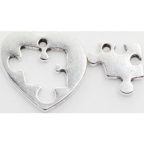 New 12sets/lot Silver Loves Heart Dangle Charms Lobster Clasp DIY Bracelet Necklace Pendants Jewelry Hanging Charms