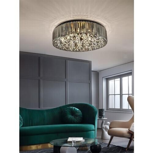 New Round Crystal Ceiling Lights Bedroom Living Room Modern American Luxurious Luster Ceiling Lamps Restaurant Dining Fixtures