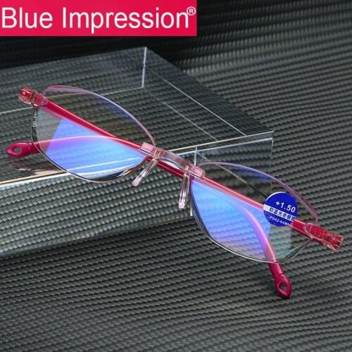 B.I Reading Glasses Women Girls Anti Blue Rays Presbyopia Eyeglasses Antifatigue Computer Eyewear with +1.5 +2.0 +3.0 +3.5 +4.0