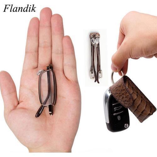 Mini Portable Reading Glasses Metal Frame With Case Men Women Foldable Presbyopia Reader Hyperopia Diopter Eyeglasses +1.00-+3.5