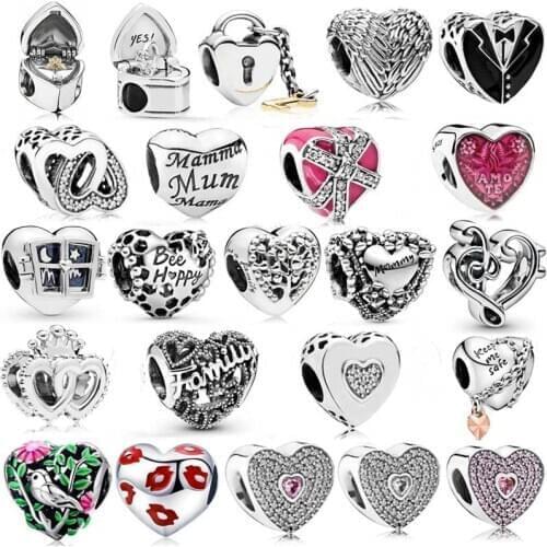 Diy Charm Our Promise Bee Happy Honeycomb Chained Mummy Chained Heart 925 Sterling Silver Beads Fit Fashion Bracelet Jewelry