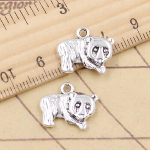 10pcs Charms China Panda Animal 14x17mm Tibetan Silver Color Pendants Antique Jewelry Making DIY Handmade Craft