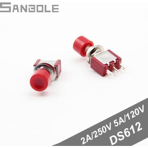 Toggle Switch Small-sized Round Point Action Start-up Reset Button DS612 3 Foot 3 Pins One Open One Close (20PCS)