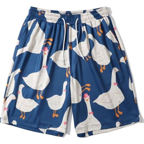 LACIBLE Streetwear Short Sweatpants Harajuku Hip Hop Goose Graphic Shorts Fashion Casual Elastic Waist Trousers Shorts Pants