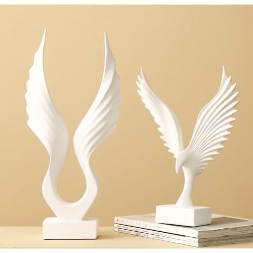 Nordic Angel Wings Resin Sculpture Modern Abstract Figurine Home Decoration Simple House Decorative Sculptures Housewarming Gift