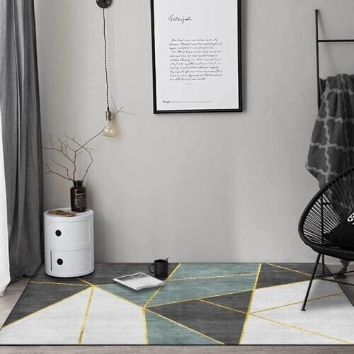 Modern Simple Style Tapete Retro Geometric Patchwork Gray Green Living Room Non-Slip Floor Mat Bedroom Bedside Carpet and Rug