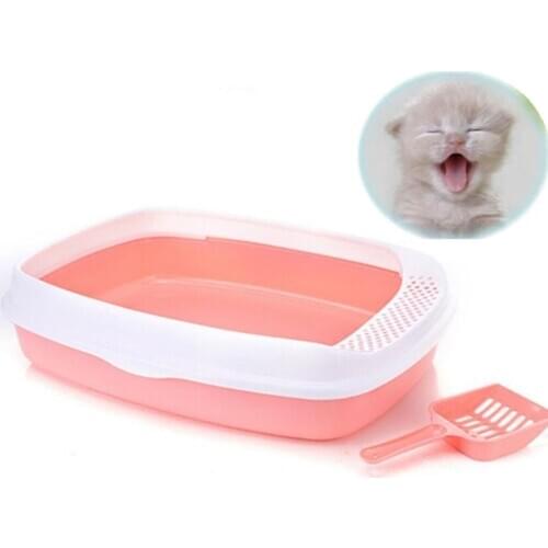 Pet Toilet Bedpan Anti Splash Cats Litter Box Kitten Cat Dog Tray with Shield and Scoop