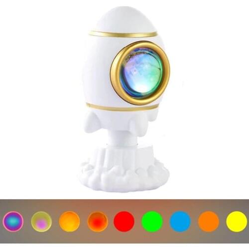 USB Charging Rocket Atmosphere Light Sunset Projector Night Lamp Network Red Selfie Light Wall Decoration