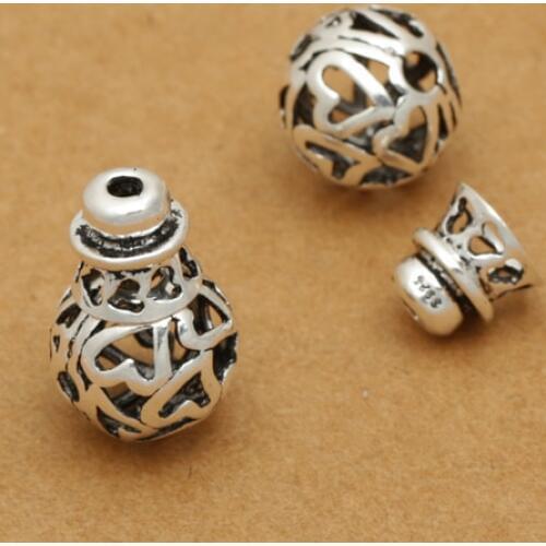 Vintage 925 Silver Guru Bead Sterling Silver Heart-Shape Tibetan Malas Guru Buddhist Malas Guru Bead