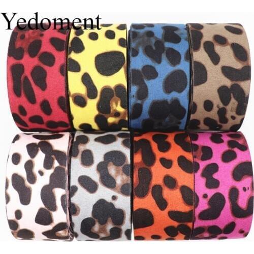 5 Yards 1" 25MM/"1.5'' 38MM Leopard Printed Suede Ribbons For Hair Bows DIY Handmade Materials Y19091203