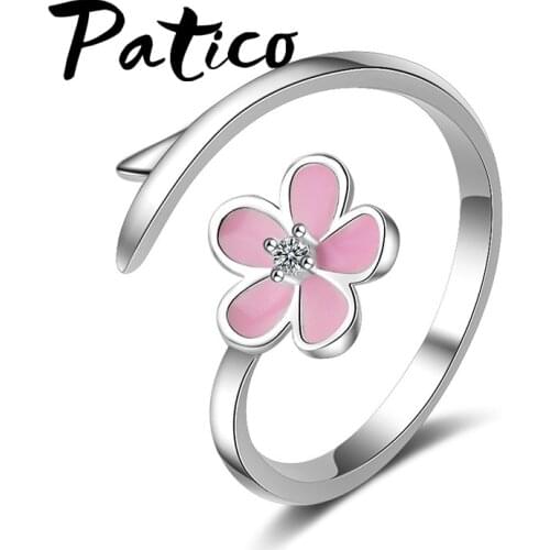 Women Romantic Flower Open Rings For Women Best Selling 925 Sterling Silver Fashion Finger Rings For Lady Girls Birthday Party