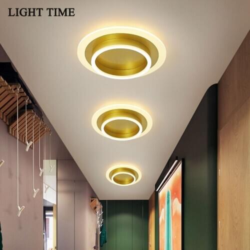 Gold Metal Round Square Modern Led Ceiling Light For Corridor Living room Dining room Aisle Acrylic Indoor Lighting Ceiling Lamp