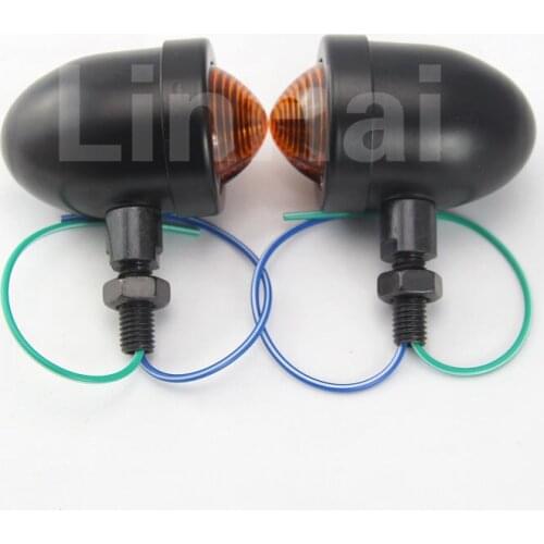 1PAIR BULLET EGG TURN SIGNAL BLACK AMBER FIT FOR HARLEY BOBBER CUSTOM