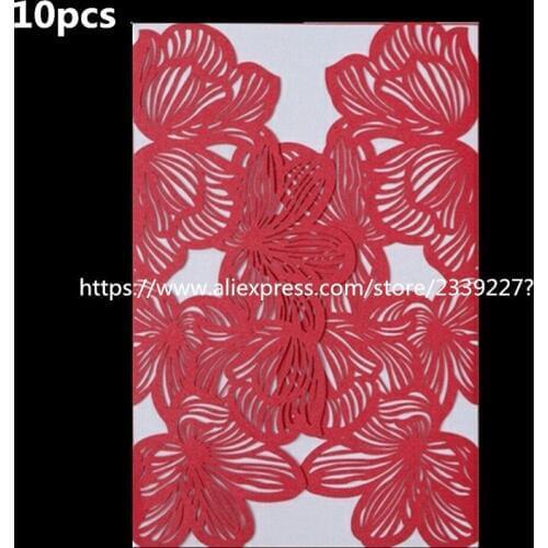 12 * 18cm 10Pcs Romantic Wedding Party Invitation Card Delicate Carved Pattern Wedding Supplies Wedding Favors And Gifts 6Z