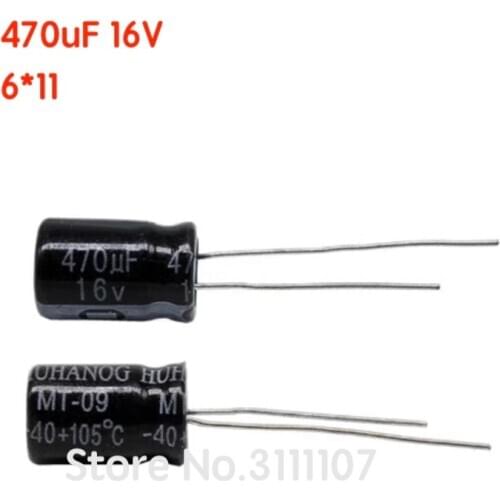 20PCS/LOT 470uF 16V 6*11 Aluminum electrolytic capacitor 6*11 Electrolytic Capacitor 16v 470uf