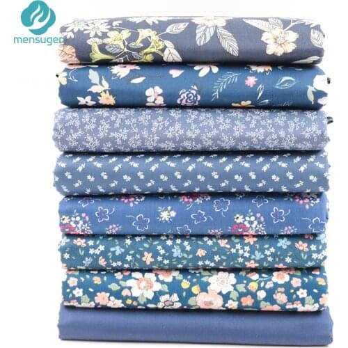 8pcs/lot 40cm*50cm Navy Blue Flower Design Cotton fabric for Patchwork Quilting Doll Clothes Sewing Scrapbook DIY Cloth