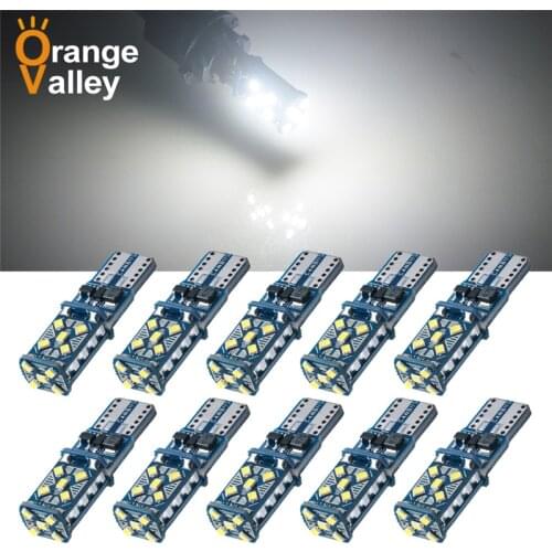 10PCS Car LED T10 Led Canbus W5W Led Bulbs 168 194 15 SMD 2016 LED Dome Reading Lamp Interior Lights Auto DC 12V