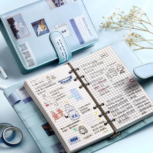 Spiral Notebook 6 Holes Binder PU Leather Hardcover Loose Leaf Personal Travel Diary Journal Business Planner Stationery Macaron