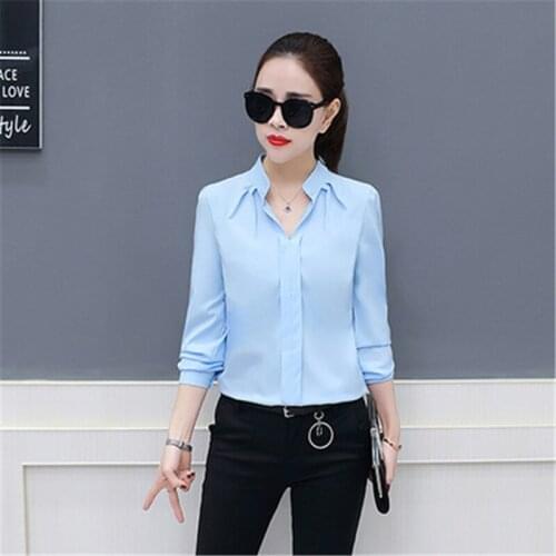 Spring Autumn 2020 New Women Chiffon Blouses & Shirts For Work Feminine Long Sleeve Bottom Loose Slim Blouses & Tops PZ2130