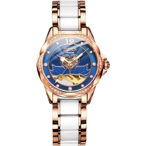 Automatic mechanical watch ladies ceramic brand waterproof watch ladies luxury diamond bling anniversary gift