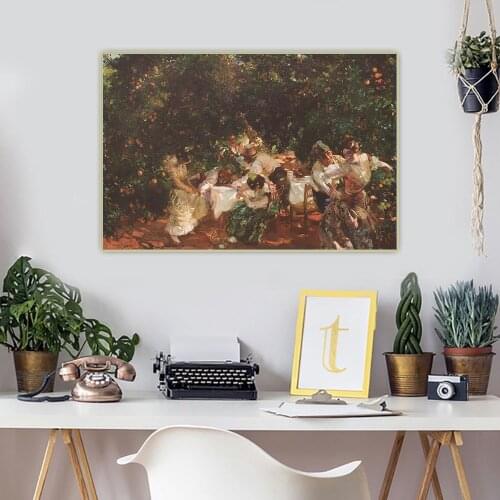 Citon Joaquin Sorolla《Between orange trees》Canvas Art Oil Painting Artwork Poster Picture Backdrop Wall Decor Home Decoration