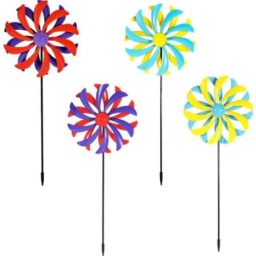 Double Layers Wind Spinners Lawn Pinwheels Windmill Party Pinwheel Wind Spinner for Garden Patio Lawn Kids Toys