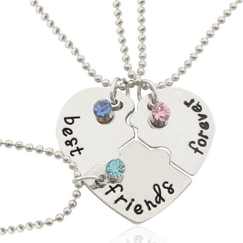 Good Friend Confidante Three Piece Split Joint Necklace Best Friends Forever Set Core-bit Form Lettering Pendeloque Cut choker