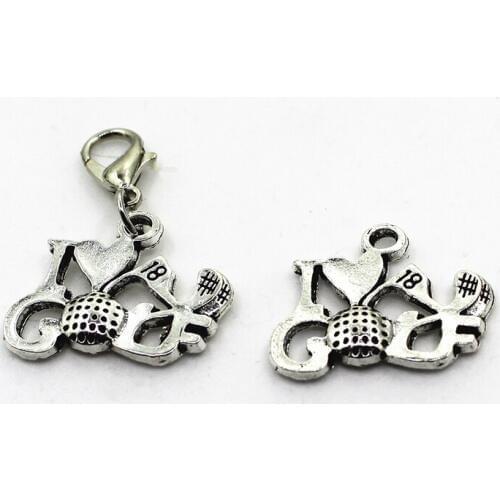 Hot Selling 20pcs/lot I Love Golf dangle charms sports lobster clasp charms DIY bracelet&bangle hanging charms jewelry accessory