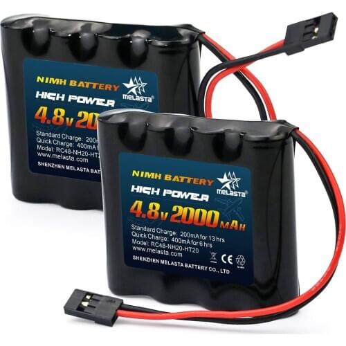 Melasta 2pack 4.8V 2000mAh NiMH RC Receiver Battery for Futaba RC Airplane Servo Controller Radio Transmitter Rechargeable