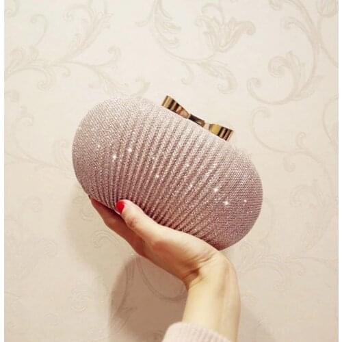 Flash Bowknot Hasp Shell Metal Design Women Evening Bags Clutches Bags Small Party Minaudiere Handbags Purse Wedding Box Bolsos