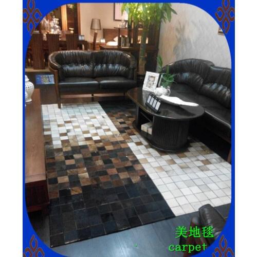 Fashionable art carpet 100% natural genuine cowhide leather viscose carpet