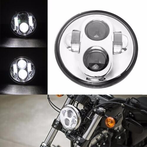 Motorcycle 5.75 LED Headlight 5 3/4 Inch White Amber Halo For Sportster Iron 883 1200 Dyna Street Bob indian scout Triumph